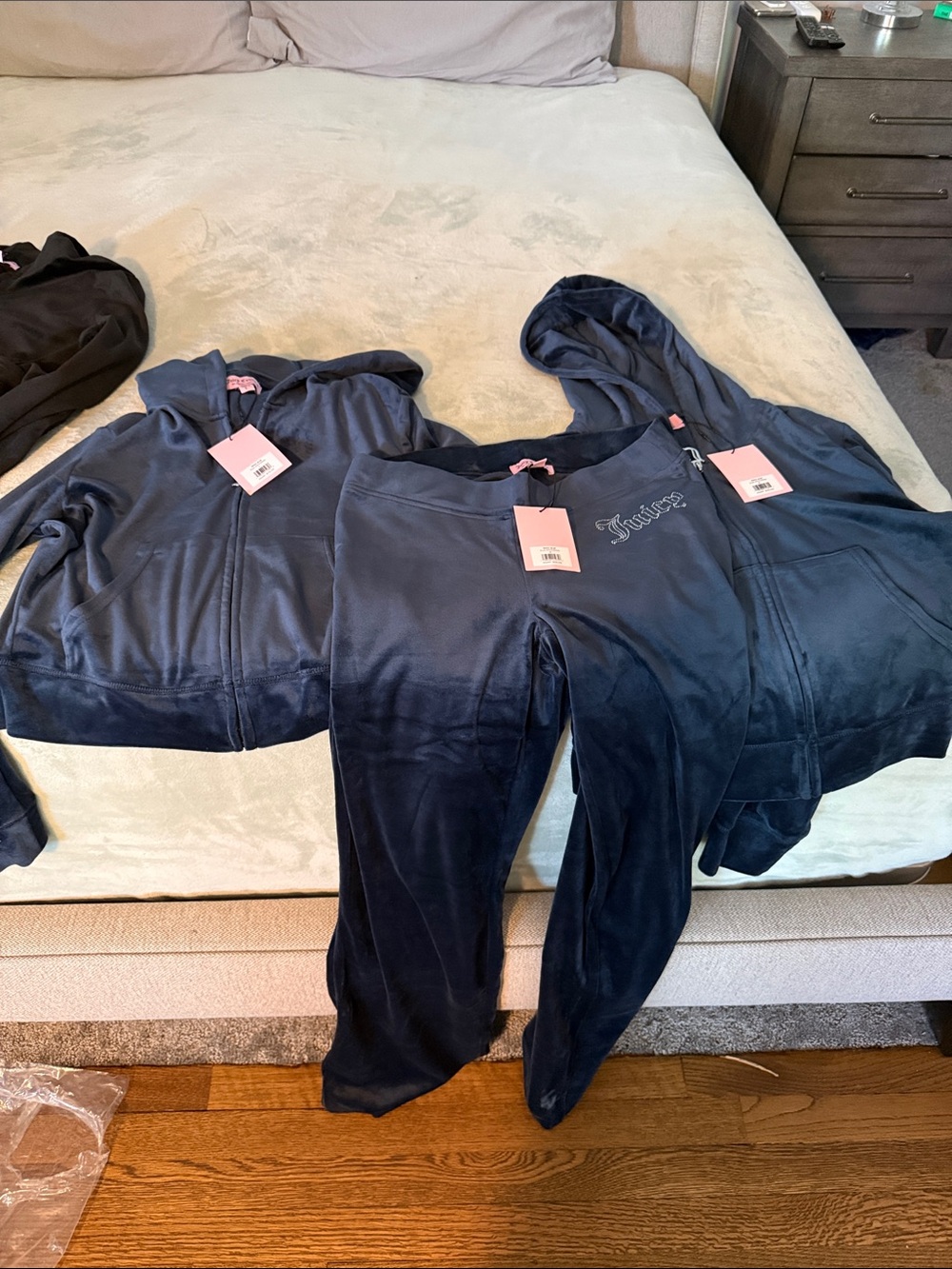 Juicy Couture Navy Velour Hoodie & Pants Set